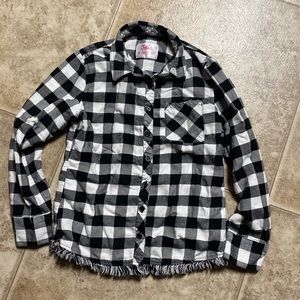 Justice white buffalo plaid shirt.